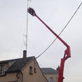 démontage de l' antenne des anciens studios. Avril 2015