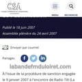 Retrait de l'autorisation CSA pour absence d'émission (juin 2007)