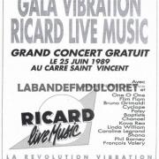 publicite 1989 pour la soirée Ricard live music